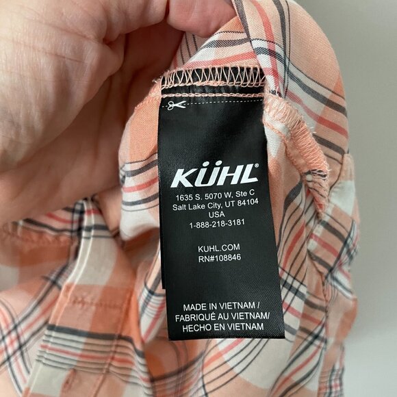 Kuhl Hadley Long Sleeve Shirt Peach Plaid Womens Medium - Picture 4 of 7